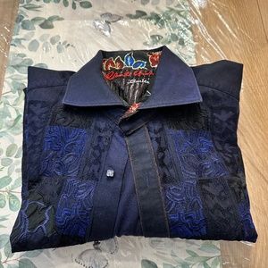 Robert Graham X-Large L/S Limited Edition Embroidered Black/Blue